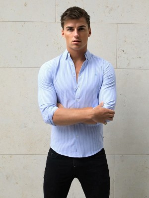 Blakely Portofino Pinstripe Shirt Niebieskie | 810267-RFV